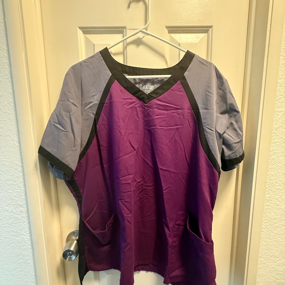 Barco Uniforms Grey and Purple Raglan Short Sleeve T-Shirt